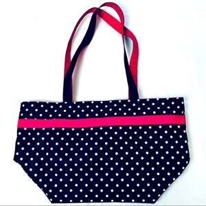 Black Polka Dot Tote Bag with Hot Pink Accent